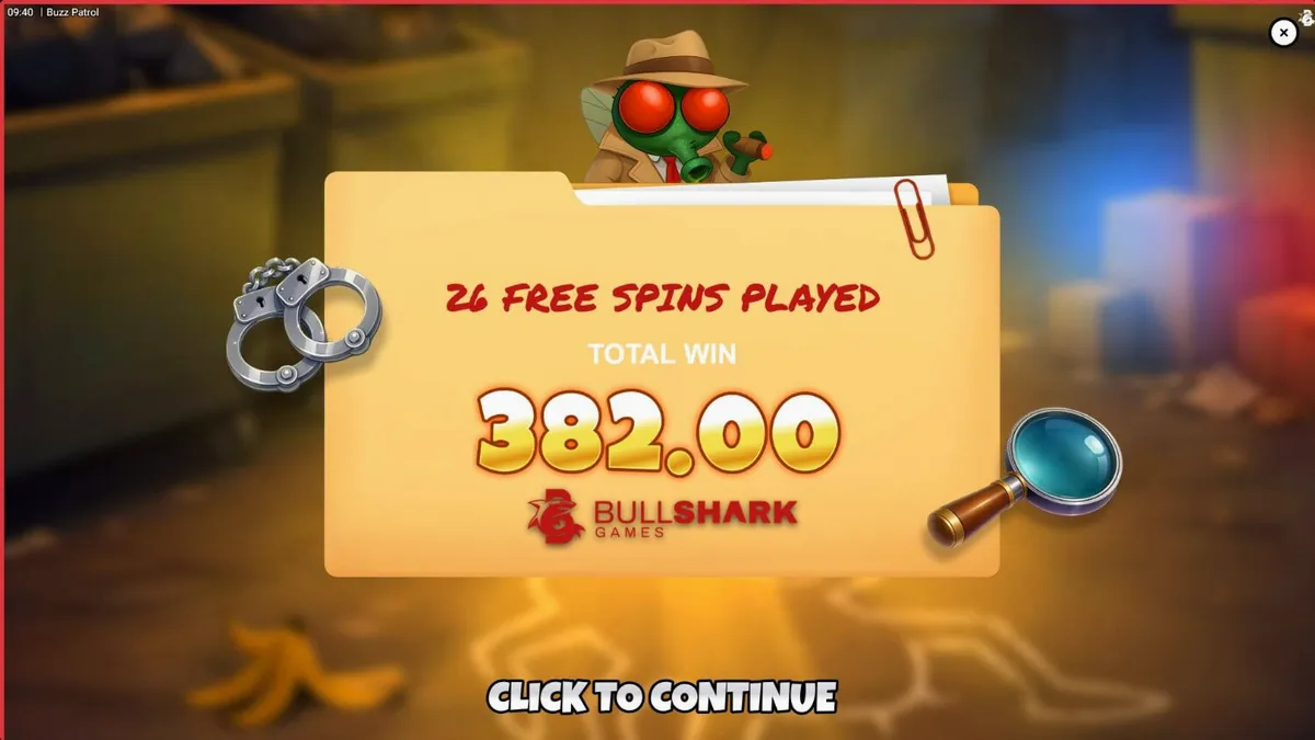 Buzz Patrol স্লট গেমের রঙিন কার্টুনধর্মী ইন্টারফেস