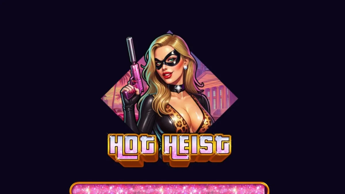 Hot Heist স্লট গেমের নিয়ন এবং ক্রাইম থিমযুক্ত ইন্টারফেস